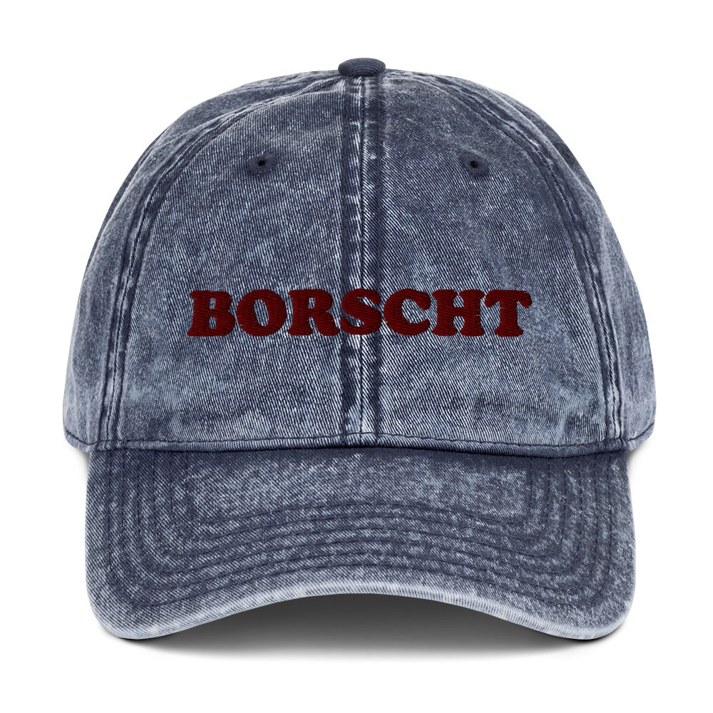 Blue borscht hat - This funny borscht hat is a funny dad hat for foodies. If you love Eastern European food, wear this unique foodie hat and add a little personality to your style. It's a cotton embroidered dad hat with stylish faded material and comes in a variety of colors. Eat borscht in style or give this hat as a borscht lover gift.