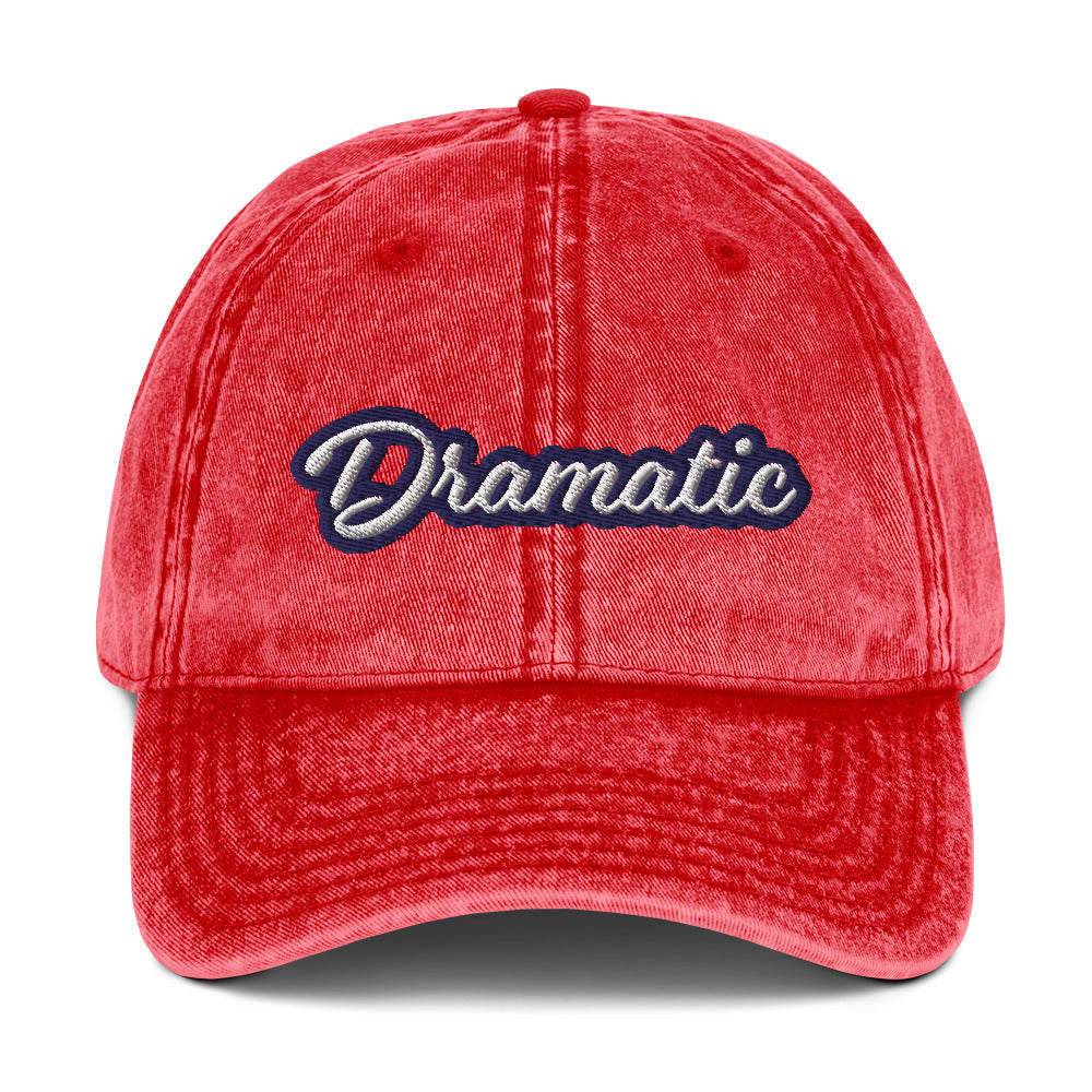 Faded red dramatic dad hat - Calling all drama queens and drama kings! This dramatic hat was designed just for you! A colorful dramatic dad hat with a stylish faded material, vintage look and is made of 100% cotton. It's a funny embroidered dad hat that's the perfect stand out accessory for everyday style or a gift for dramatic friends and family.