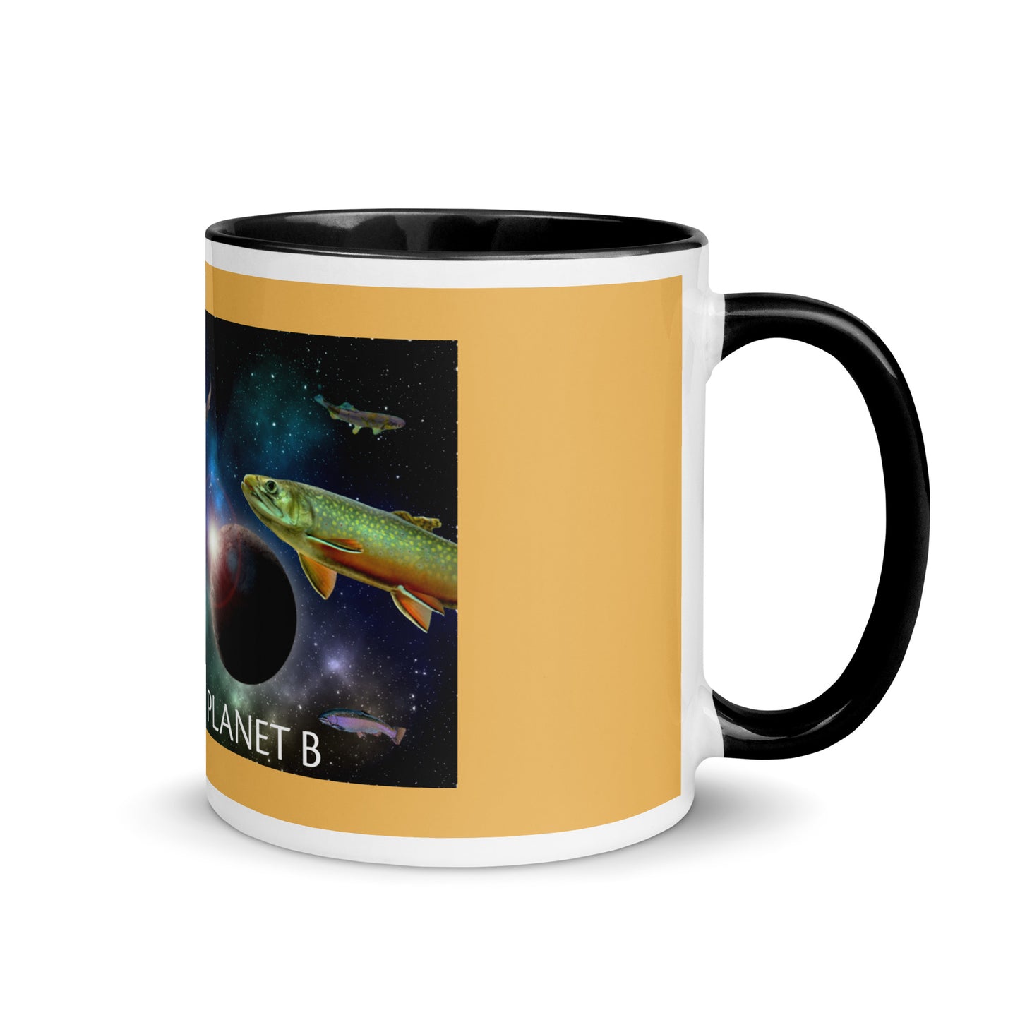 Add a little personality to your mug collection with this funky mug with an original design of trouterspace and the meaningful saying, "There's No Planet B". This unique ceramic mug comes in a variety of colors, the design is hand drawn by Nina and it's made just for you.