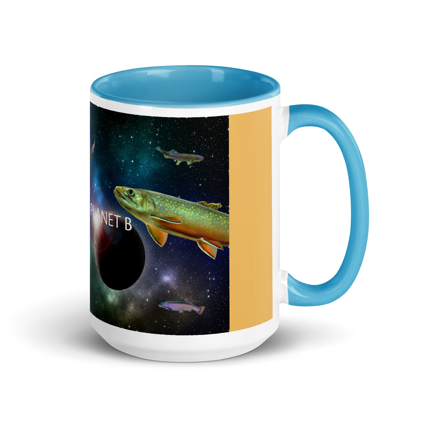 Add a little personality to your mug collection with this funky mug with an original design of trouterspace and the meaningful saying, "There's No Planet B". This unique ceramic mug comes in a variety of colors, the design is hand drawn by Nina and it's made just for you.