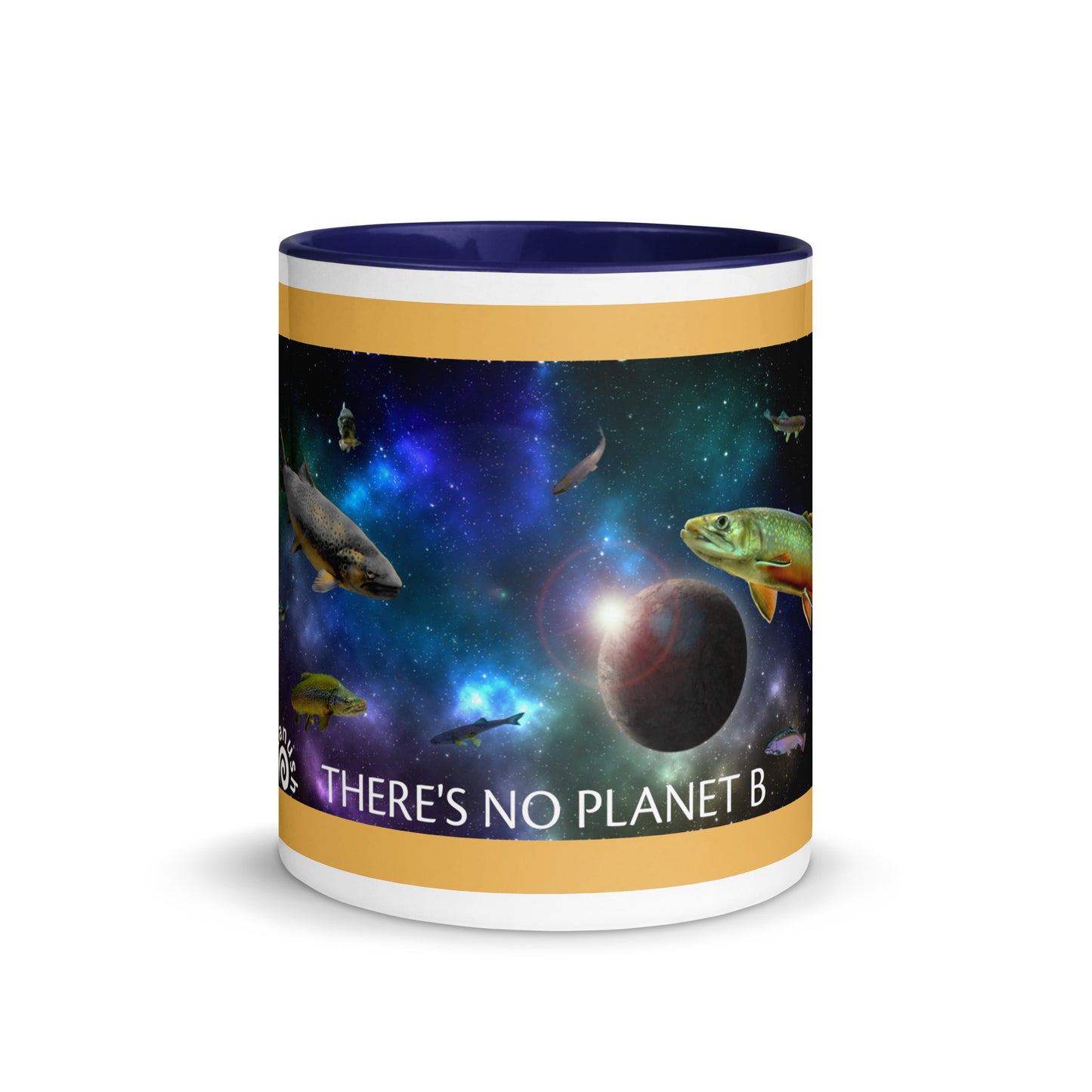 Navy there's no planet B mug from Nina's Funky Shop by ninanush - Add a little personality to your mug collection with this funky mug with an original design of trouterspace and the meaningful saying, "There's No Planet B". This unique ceramic mug comes in a variety of colors, the design is hand drawn by Nina and it's made just for you.