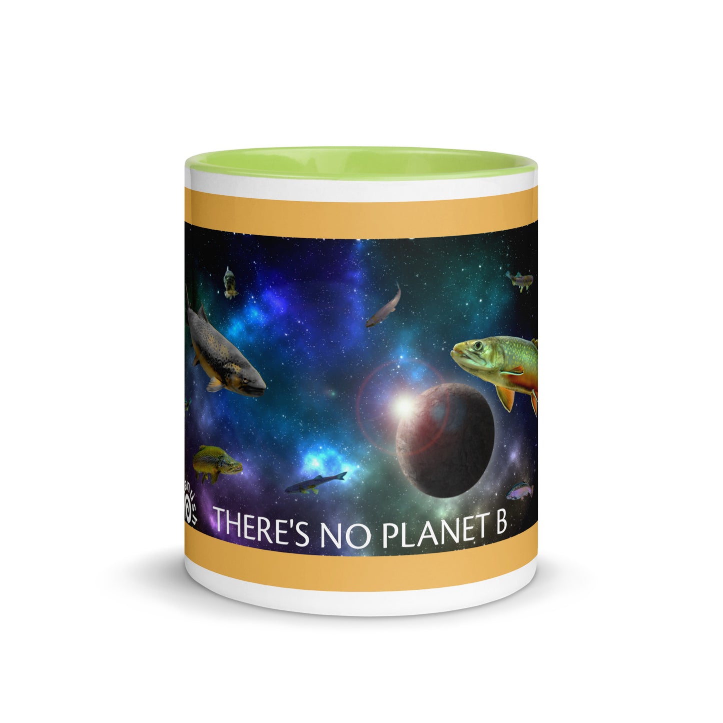 Add a little personality to your mug collection with this funky mug with an original design of trouterspace and the meaningful saying, "There's No Planet B". This unique ceramic mug comes in a variety of colors, the design is hand drawn by Nina and it's made just for you.