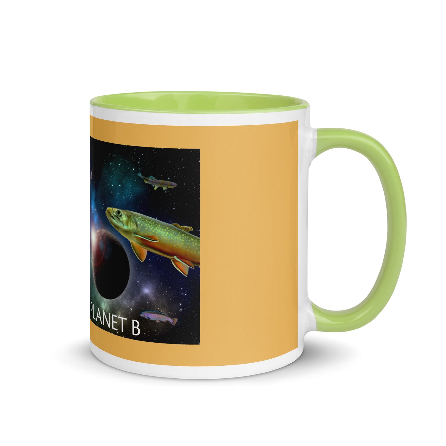 Add a little personality to your mug collection with this funky mug with an original design of trouterspace and the meaningful saying, "There's No Planet B". This unique ceramic mug comes in a variety of colors, the design is hand drawn by Nina and it's made just for you.