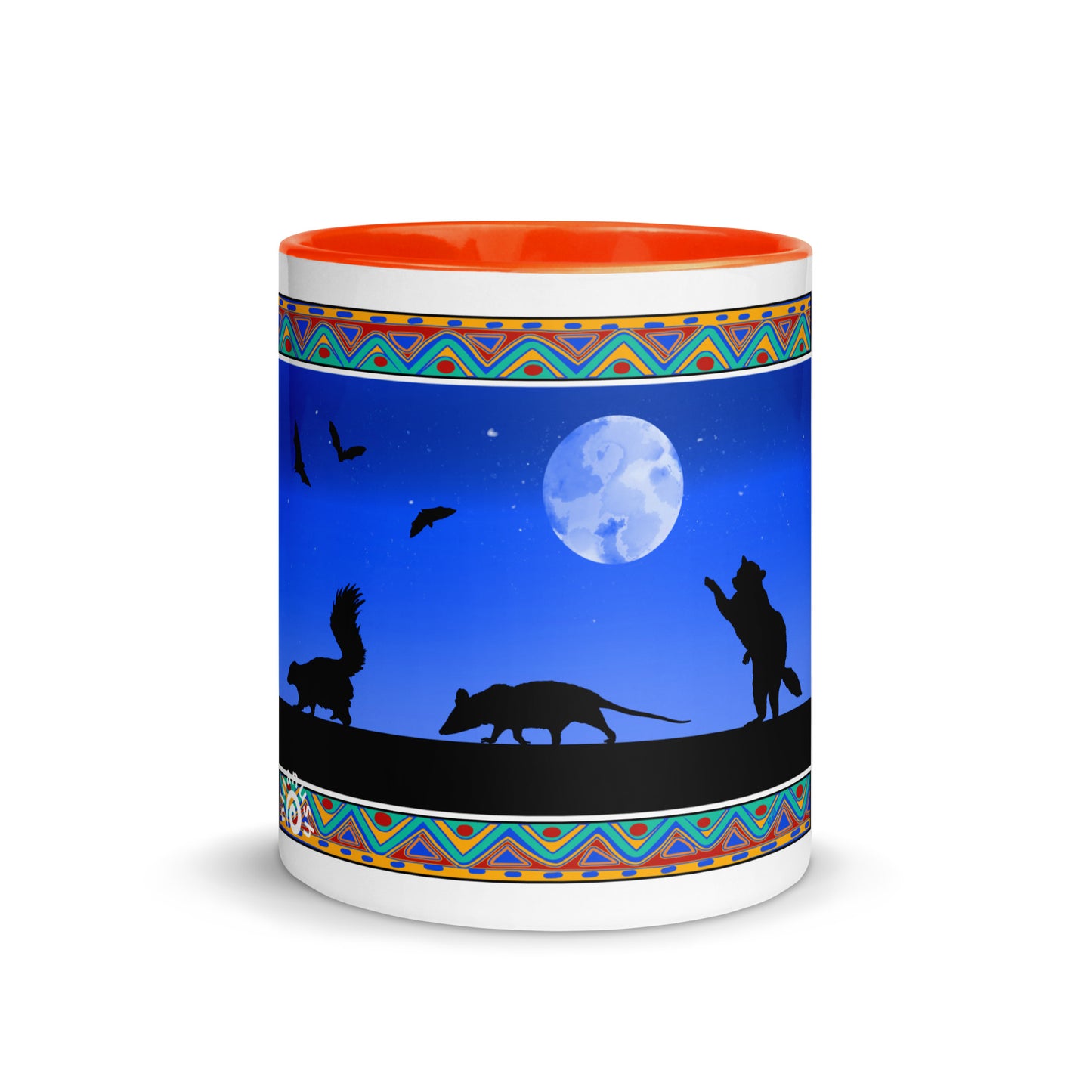Orange Trash Cats Mug from Nina's Funky Shop by ninanush - Add a little personality to your mug collection with this trash cats mug with a unique design of a raccoon, opossum and skunk taking a moonlit walk. This funky ceramic mug comes in a variety of colors, the design is hand drawn by Nina and made just for you. This quirky mug is sure to brighten up your morning coffee.