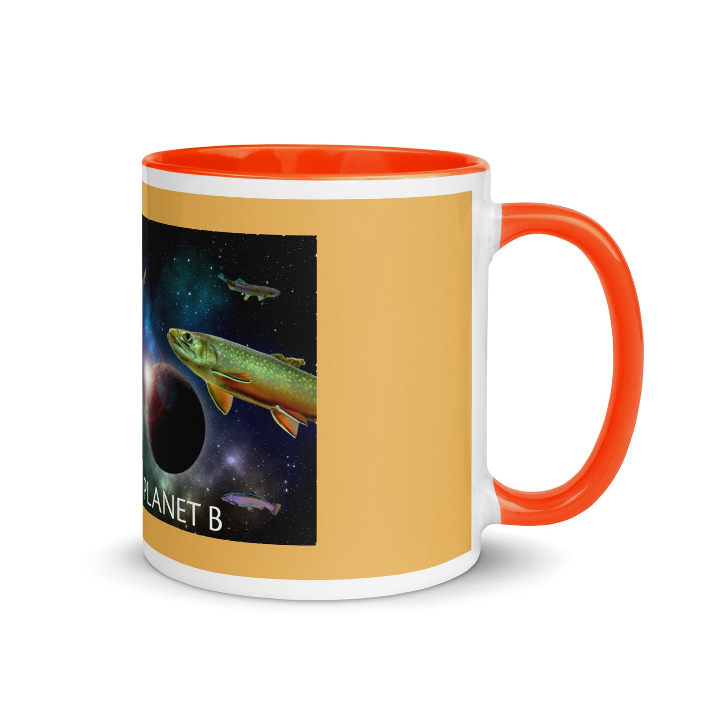 Add a little personality to your mug collection with this funky mug with an original design of trouterspace and the meaningful saying, "There's No Planet B". This unique ceramic mug comes in a variety of colors, the design is hand drawn by Nina and it's made just for you.