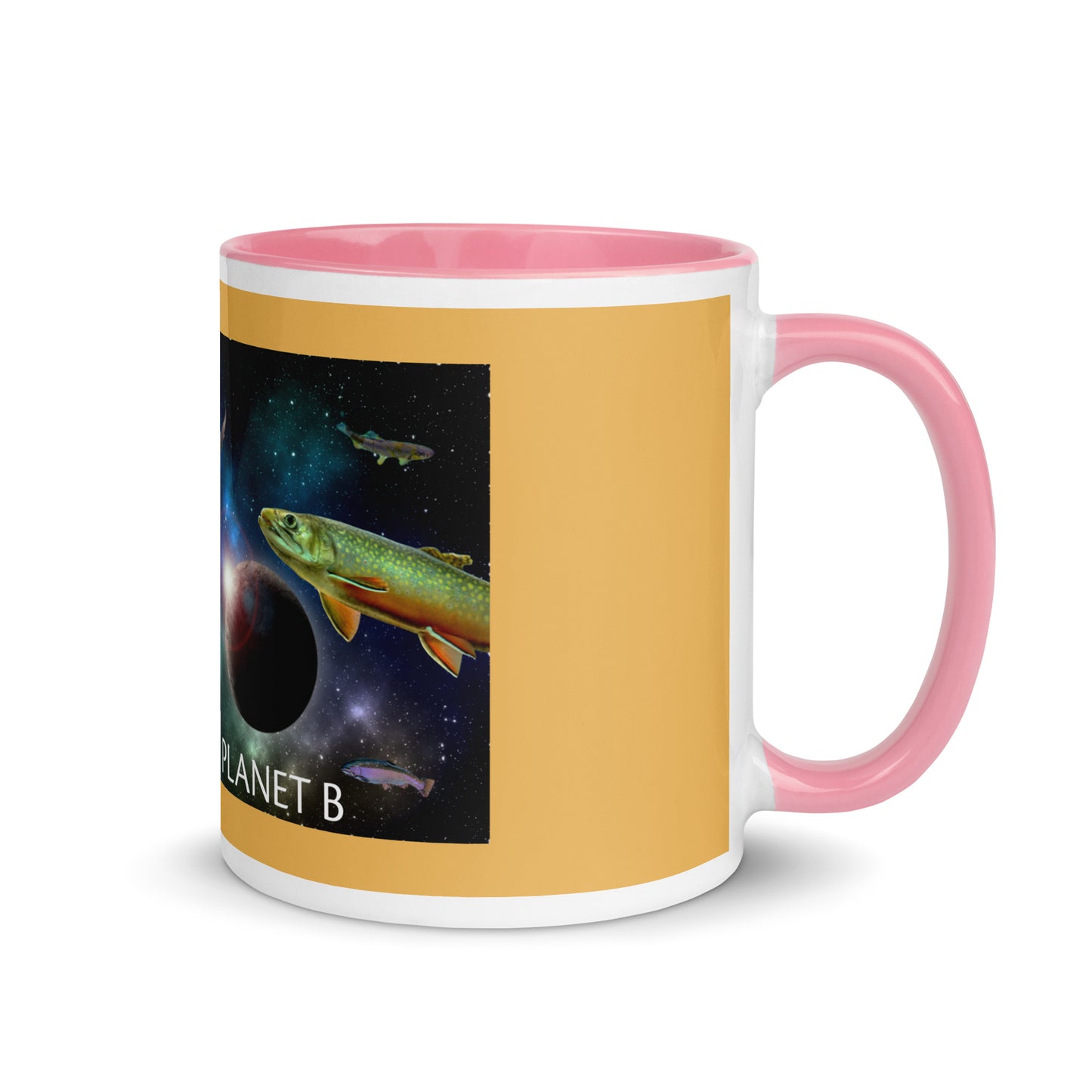 Add a little personality to your mug collection with this funky mug with an original design of trouterspace and the meaningful saying, "There's No Planet B". This unique ceramic mug comes in a variety of colors, the design is hand drawn by Nina and it's made just for you.