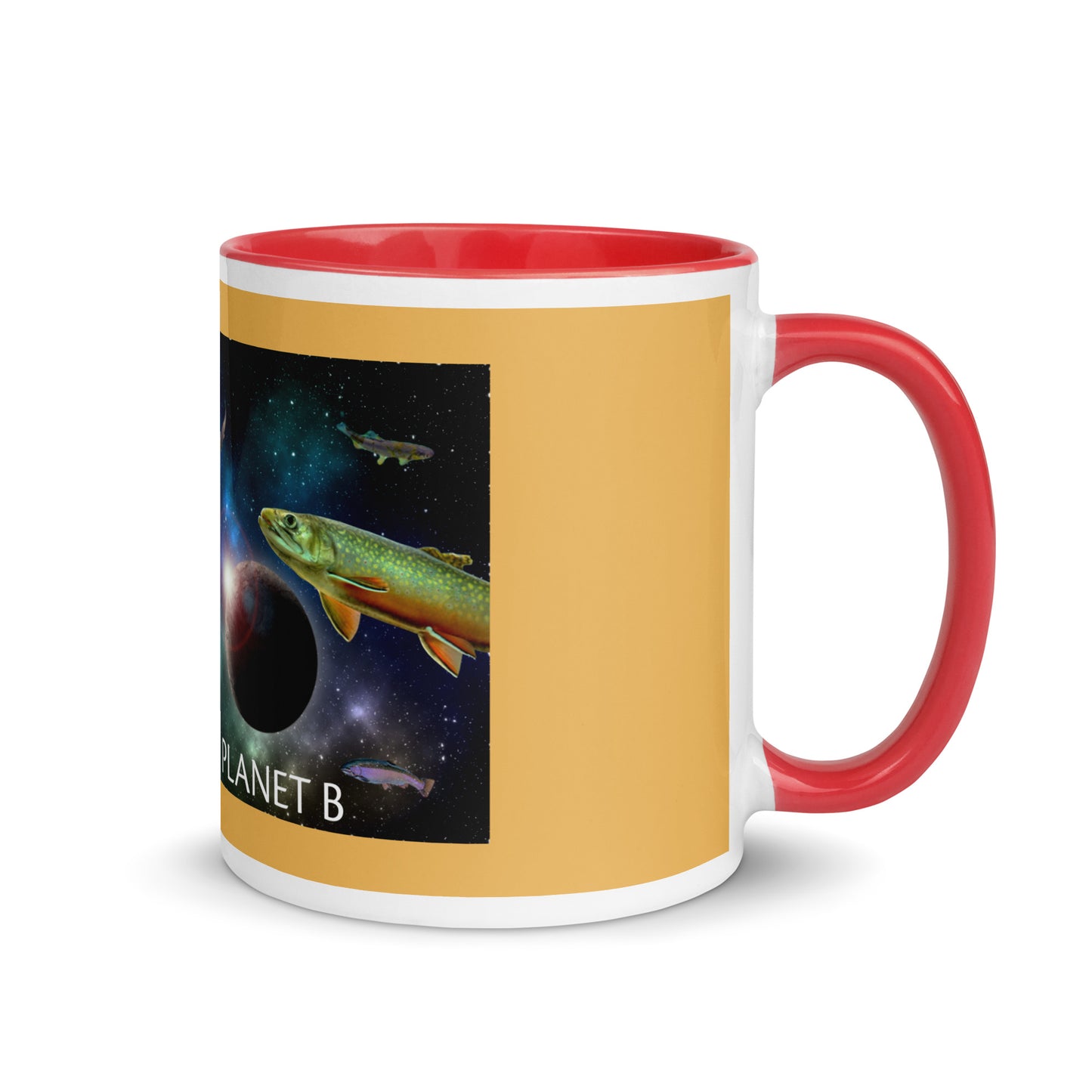 Add a little personality to your mug collection with this funky mug with an original design of trouterspace and the meaningful saying, "There's No Planet B". This unique ceramic mug comes in a variety of colors, the design is hand drawn by Nina and it's made just for you.