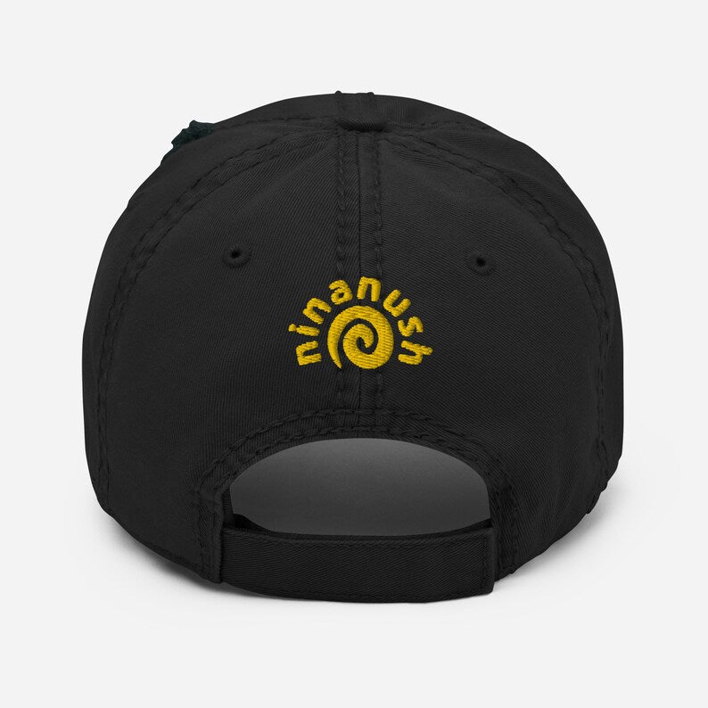 Stay funky in our "spaghetti bolognaise" dad hat with a slightly distressed brim and crown fabric. Now you can eat spaghetti in style. Celebrate your favorite food and wear this funny dad hat or give it as a funny and weird gift for foodies. This unique spaghetti bolognaise dad hat is exactly what every pasta lover needs. Black and yellow spaghetti dad hat.