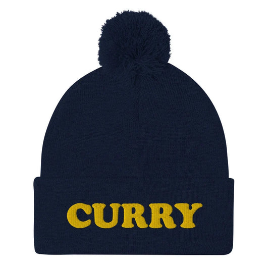 Navy blue unisex curry beanie for foodies - Eat curry in style with this funny foodie beanie. It's a unisex embroidered beanie that's perfect for curry enthusiasts of all kinds. If you love curry, this weird foodie hat is a must have. Wear this unique curry beanie or give it as a gift for a curry lover. It's a warm and cozy foodie beanie made just for you.