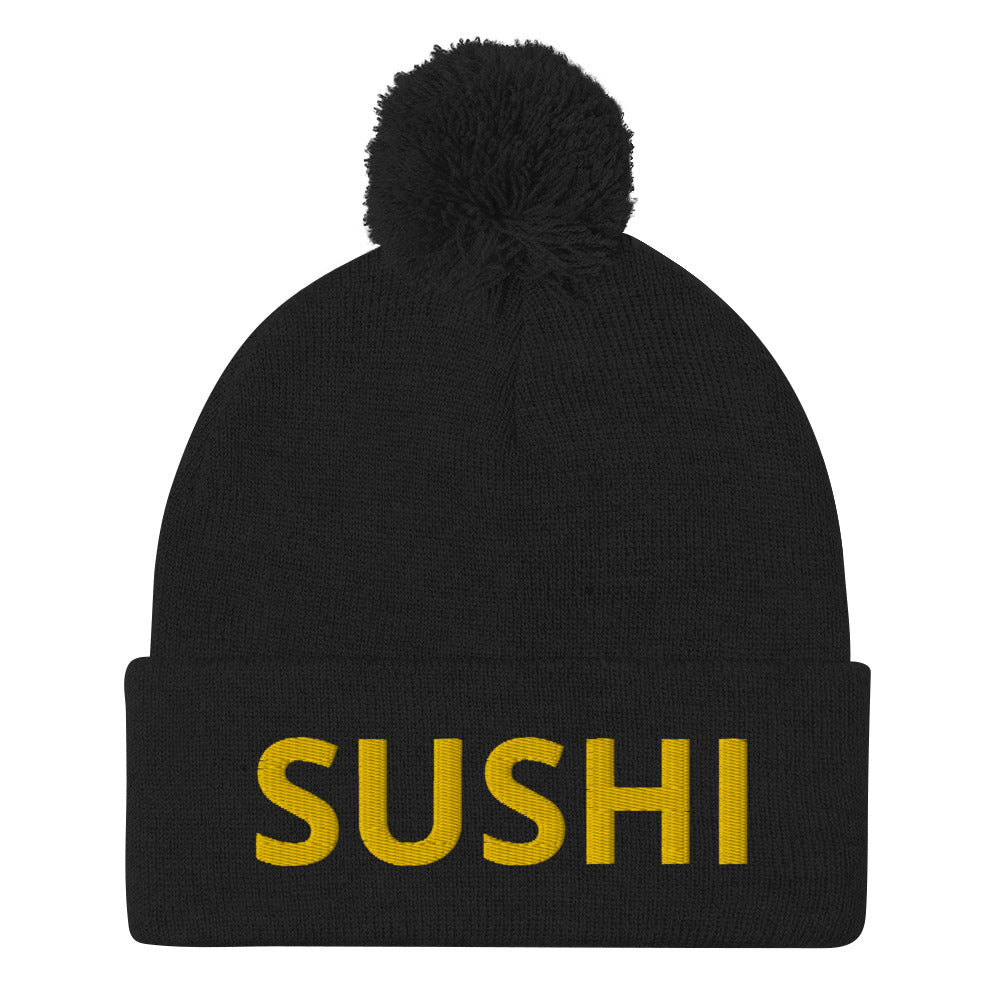 For sushi lovers, enthusiasts, sushi addicts and foodies of all kinds. A classic embroidered beanie with a pom-pom on top. Warm, comfortable and stylish. Our shop offers fun, funky and unique collections of new and second hand clothing and accessories. From vintage dresses to retro funky T-shirts and vegan food lover hats.