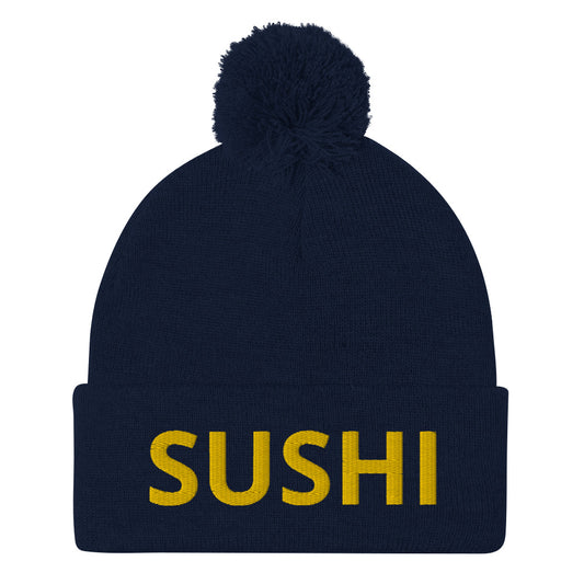 For sushi lovers, enthusiasts, sushi addicts and foodies of all kinds. A classic embroidered beanie with a pom-pom on top. Warm, comfortable and stylish. Our shop offers fun, funky and unique collections of new and second hand clothing and accessories. From vintage dresses to retro funky T-shirts and vegan food lover hats.
