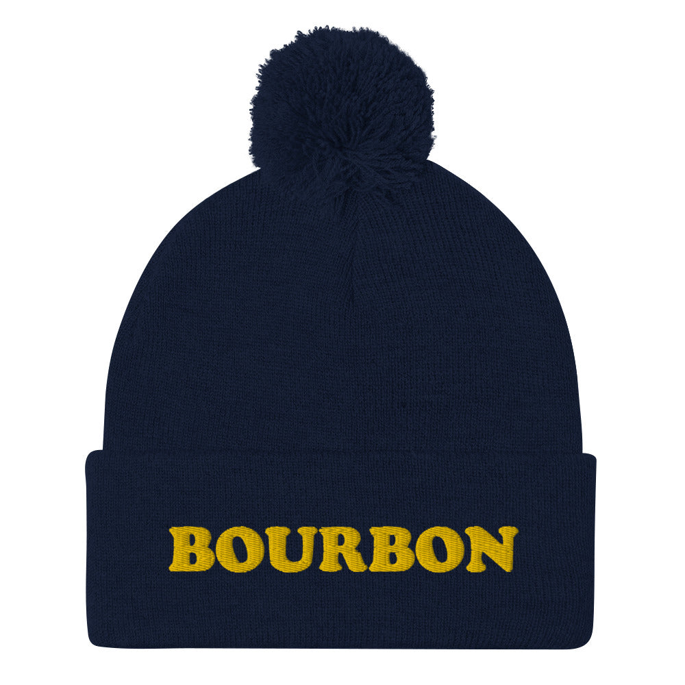 Navy blue bourbon beanie - Drink bourbon in a cozy funny beanie made just for you. It's a unique, embroidered drinking beanie for bourbon enthusiasts. Wear this bourbon lover beanie on your drinking adventures, cozy on the couch, or give it as a funny gift for bourbon lovers. If you love bourbon, this funny bourbon beanie is just what you need.