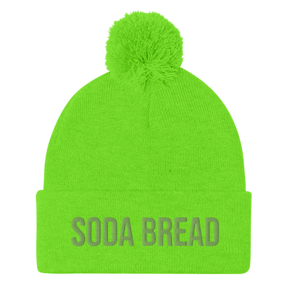 Green beanie hat with green embroidery. Soda bread hat. Irish foodie beanie - The Soda Bread Beanie is a unique food beanie that's perfect for everyday adventures, funny street wear and eating soda bread cozy at home. This weird food hat is a classic unisex embroidered beanie. Eat soda bread in style this year or give this funny foodie beanie as a gift to your favorite soda bread enthusiast.
