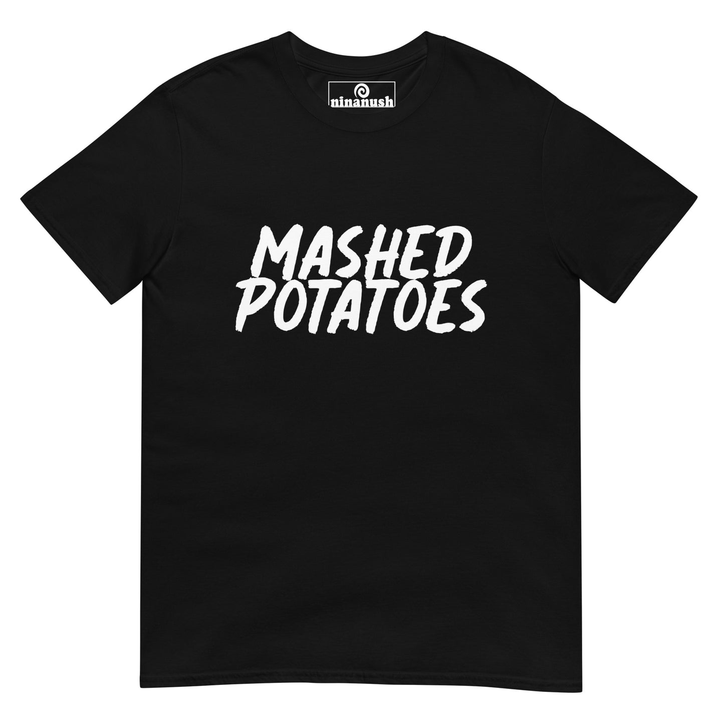 Black mashed potatoes t-shirt - Eat your favorite mashed potatoes in style with this this weird foodie t-shirt. This funky mashed potato lover tshirt is a unique, weird t-shirt that's a perfect gift for foodies. Everyone needs a funny t-shirt for foodies and mashed potato enthusiasts. Celebrate your favorite foods in our funky foodie hats & clothing.