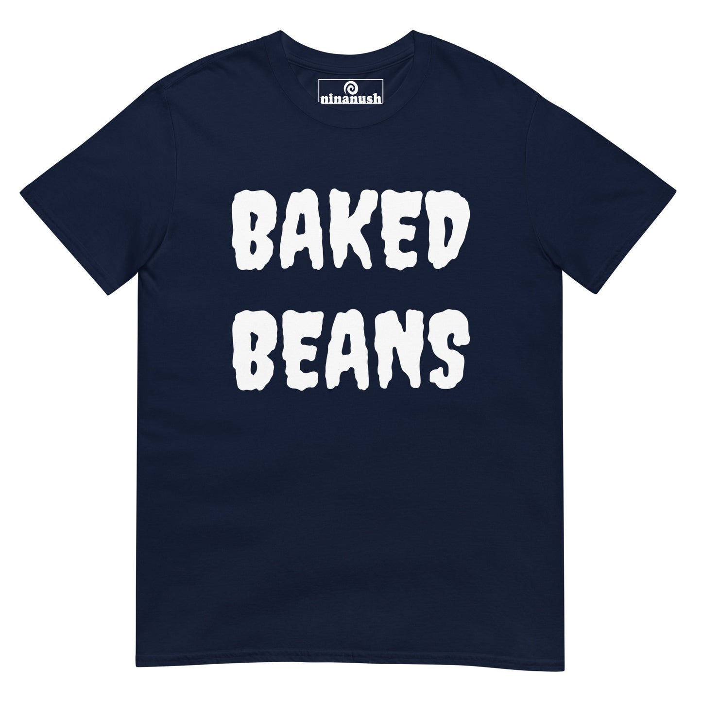 Navy blue baked beans t-shirt - Weird and funny t-shirt for foodies - This simple baked beans t-shirt is funny, unique and just a little weird in all the best ways. It's a must-have unisex t-shirt for baked beans lovers and the perfect gift for foodies. Eat your favorite baked beans in style. Stay weird and celebrate your favorite foods in our funky foodie clothing and accessories.