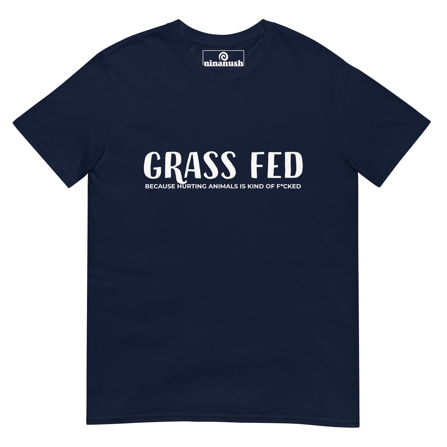 Navy blue vegan for the animals t-shirt - Funny vegan activist t-shirt for vegan foodies who love animals. This ethical vegan t-shirt is just what every plant based foodie needs. It's a classic t-shirt with a funny vegan saying that's meaningful too. Make a vegan statement in a unique vegan for the animals t-shirt or give it as a gift for ethical vegans.