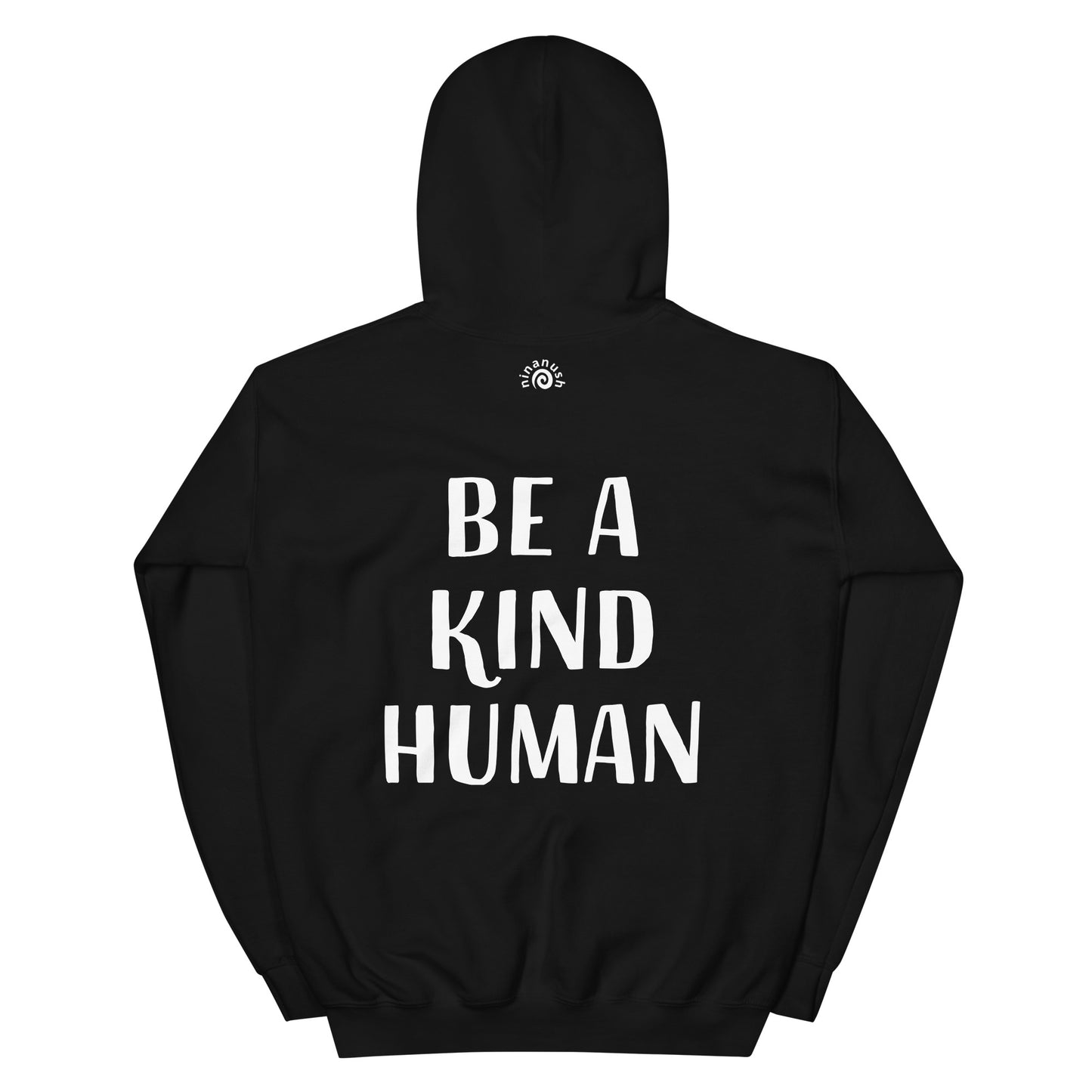 Black be a kind human positive quote hoodie with an inspirational message - This Be A Kind Human hoodie is soft, cozy and made just for you. It's a comfortable hoodie with a meaningful message about being kind. The hoodie's inspirational quote is meant to inspire empathy and a reminder to do good and do our best. Wear this positive saying hoodie, be kind to all kinds and do what makes you smile.