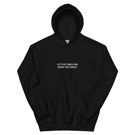 Black cute sunset chaser quote hoodie - Let's pet dogs and watch the sunset in this cute dog quote hoodie. It's a classic trendy hoodie with a unique positive saying. This funny animal lover hoodie is cozy and made just for you with a positive quote for dog people. Wear this dogs and sunset hoodie, be kind to all kinds, and do what makes you smile.