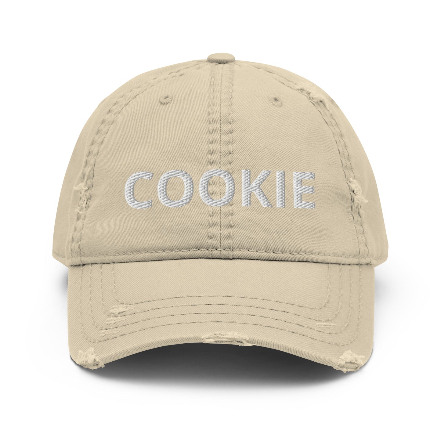 Beige Cookie Distressed Dad Hat
