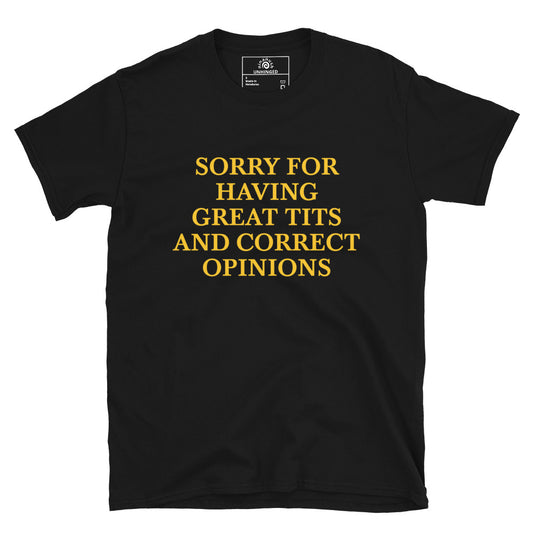 Black Sorry For Having Great Tits And Correct Opinions T-Shirt