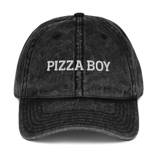 Black Pizza Boy Vintage Dad Hat