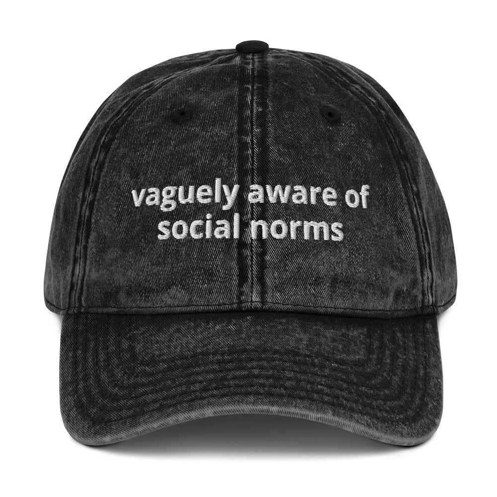 Black Vaguely Aware Of Social Norms Vintage Dad Hat