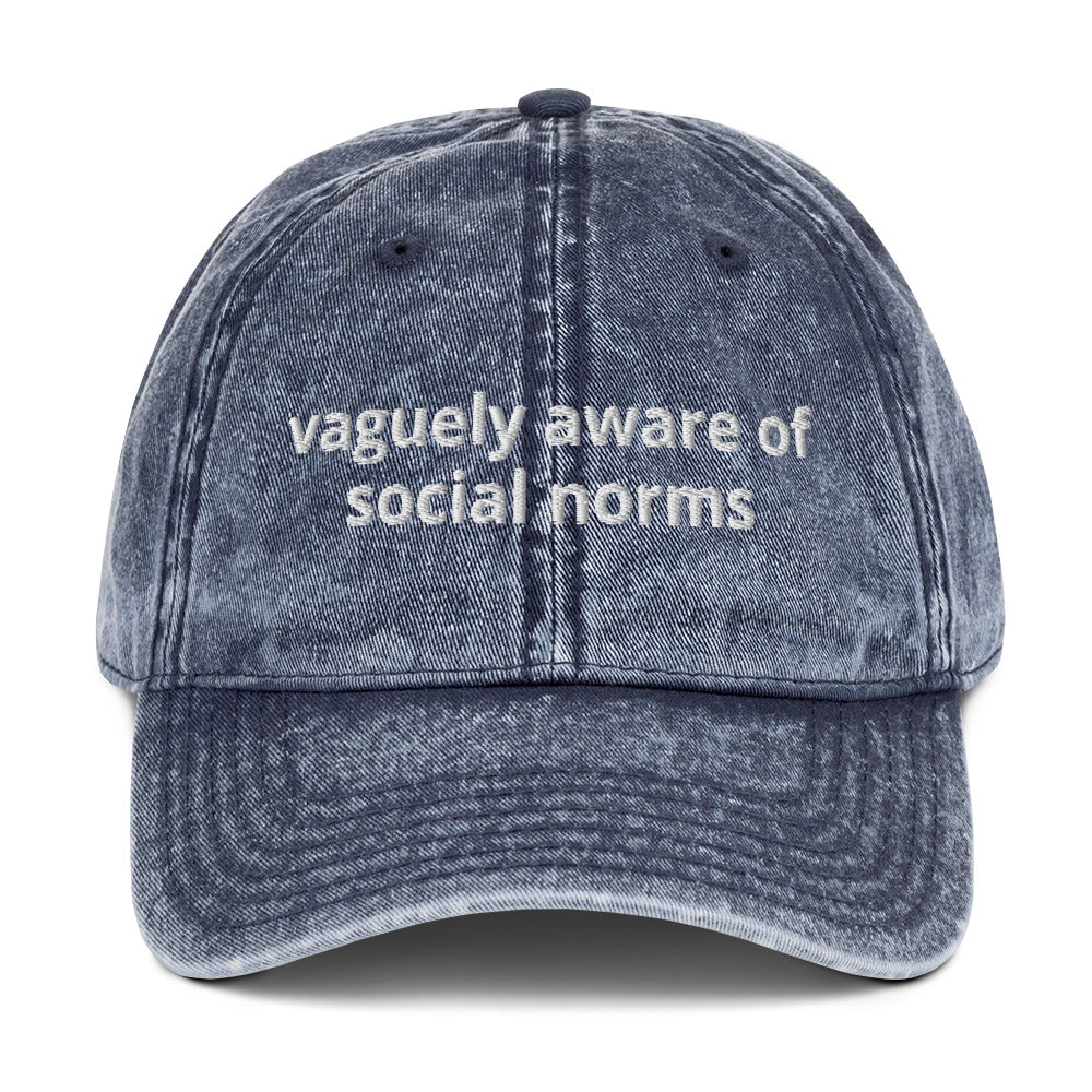 Blue Vaguely Aware Of Social Norms Vintage Dad Hat