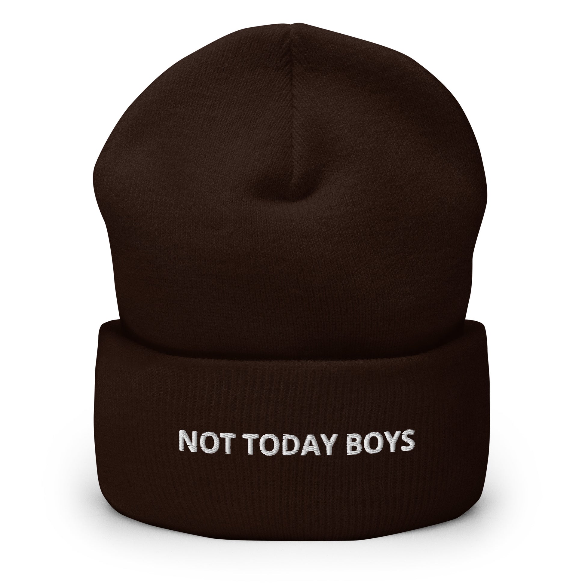 Brown Not Today Boys Cuffed Beanie