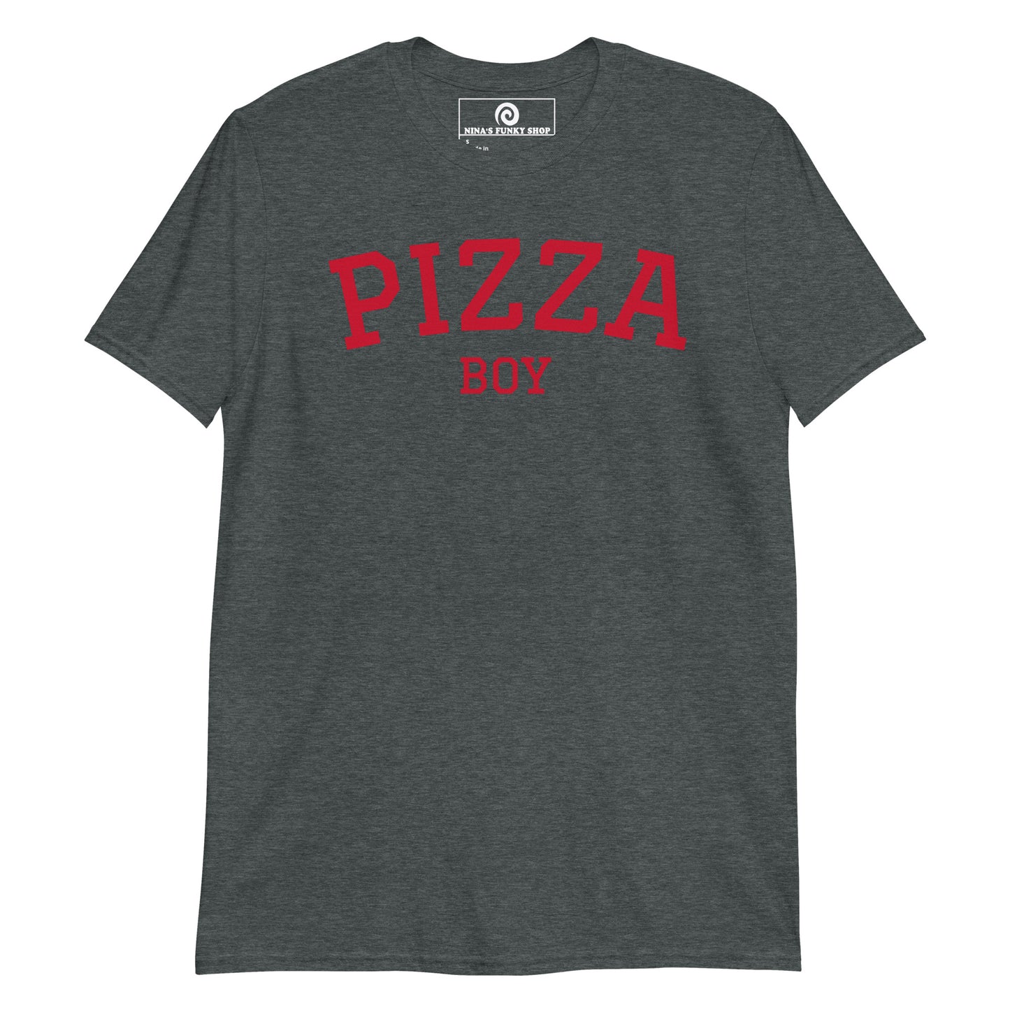 Dark Gray Pizza Boy T-Shirt - Varsity Red