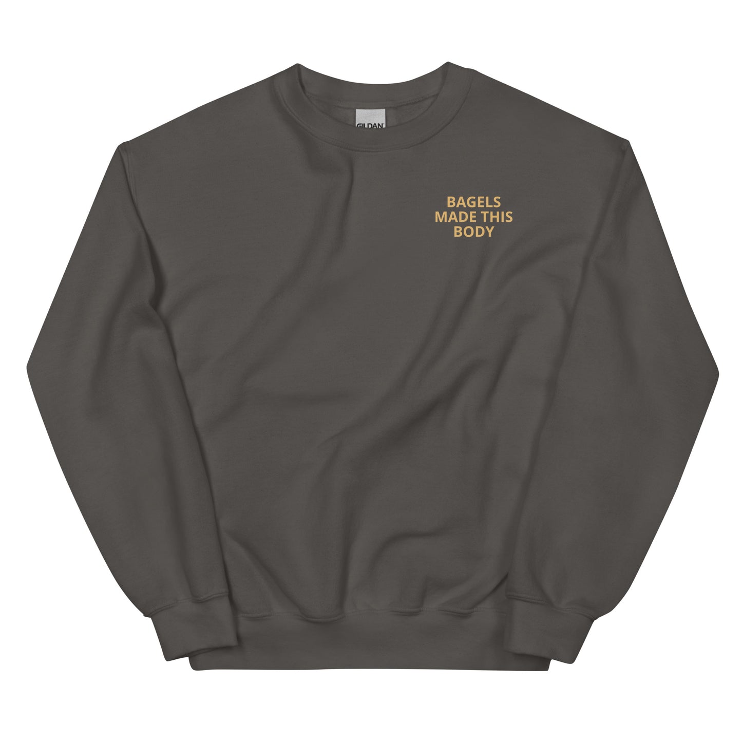 Front of Gray Bagels Made This Body Sweatshirt