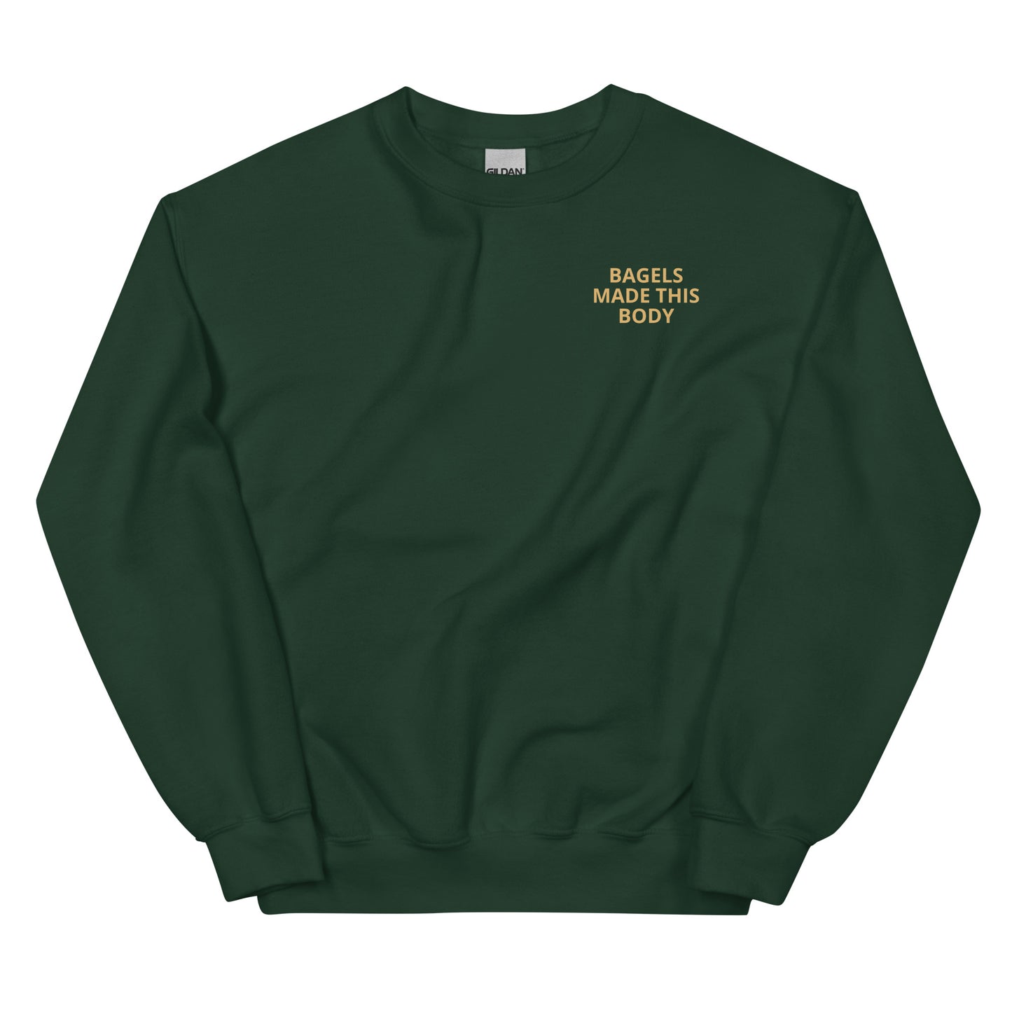 Front of Green Bagels Made This Body Sweatshirt