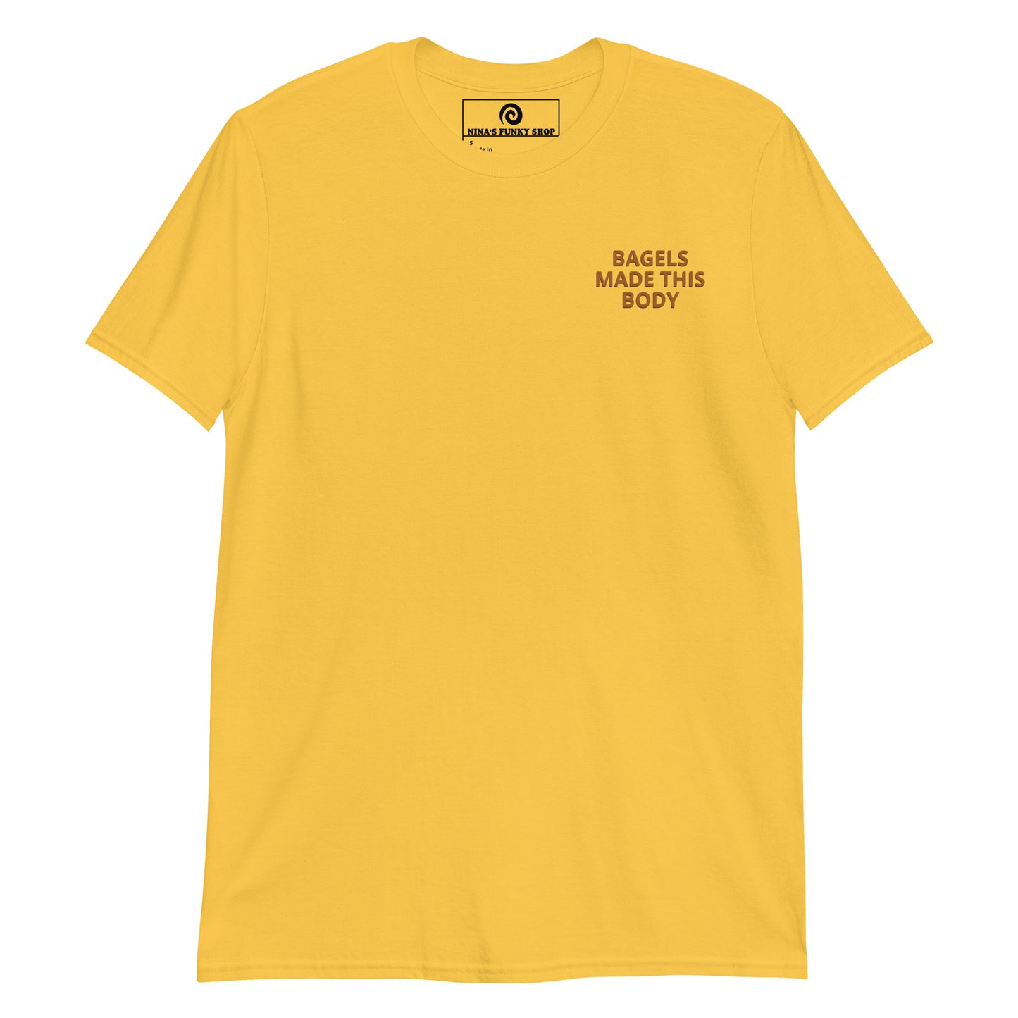 Front of Yellow Bagels Made This Body T-Shirt