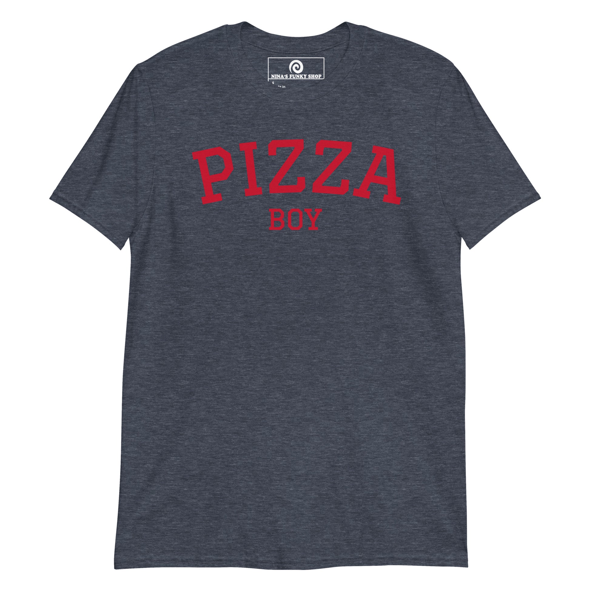 Heather Navy Pizza Boy T-Shirt - Varsity Red 