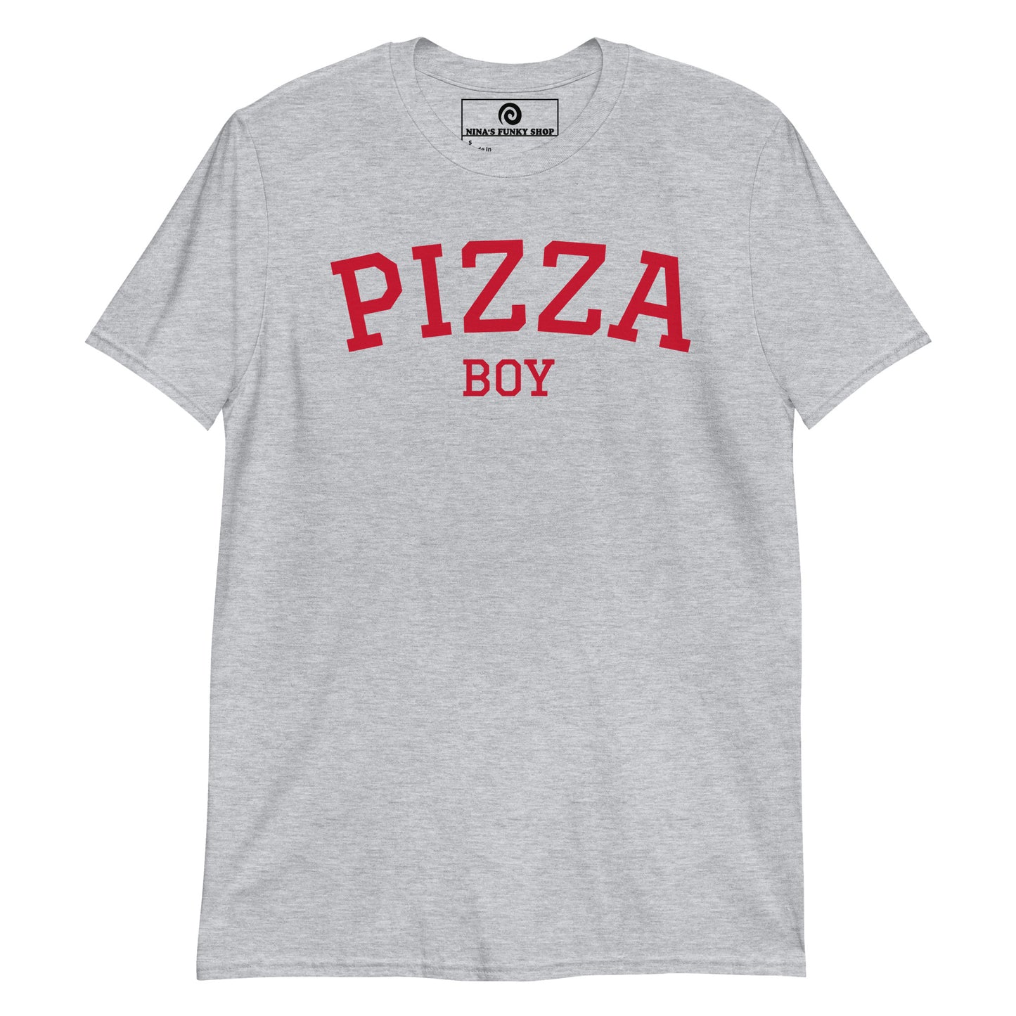 Light Gray Pizza Boy T-Shirt - Varsity Red