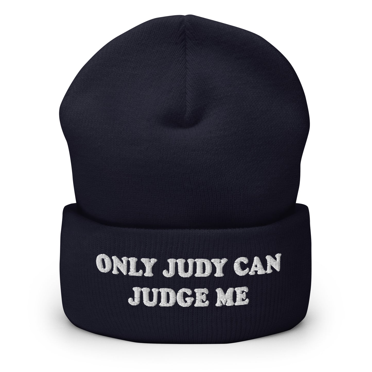 Navy Only Judy Can Judge Me Cuffed Beanie