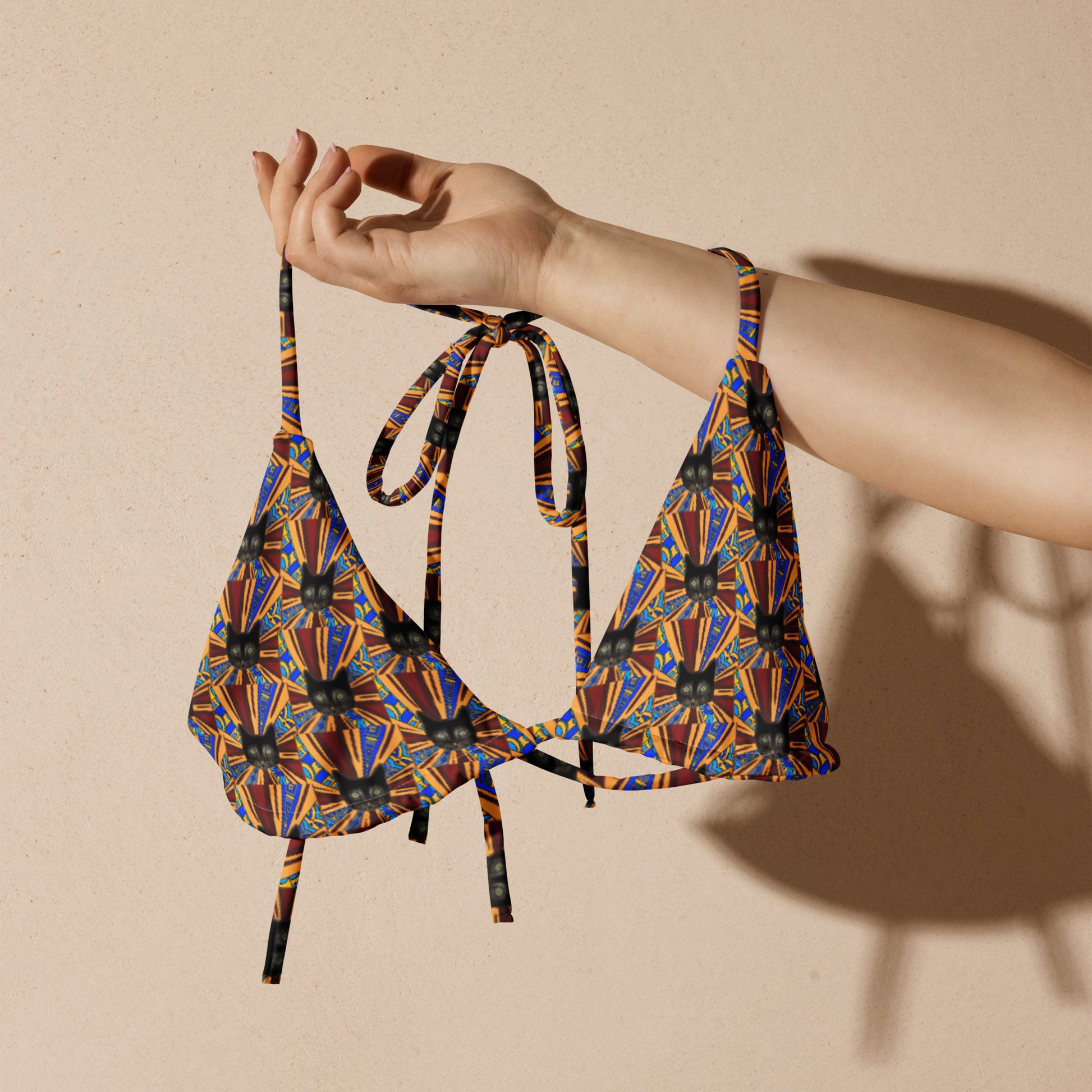 Unique Trippy Cats Recycled Bikini Top