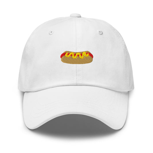 White Hot Dog Dad Hat