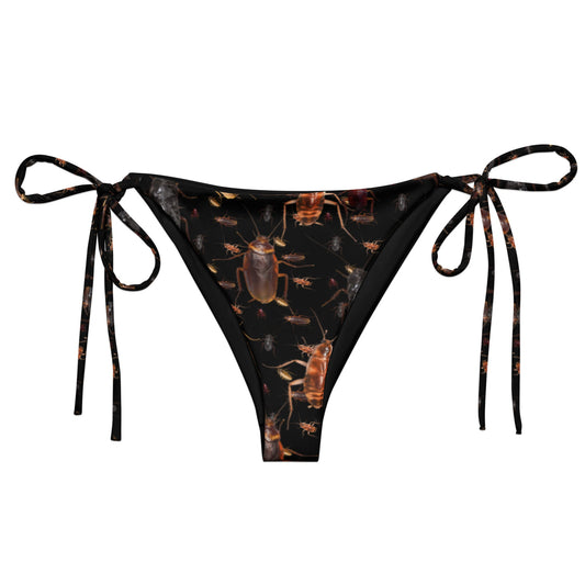 Black Cockroach Recycled String Bikini Bottom - ninanush