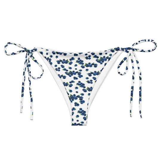 Blueberries Recycled Bikini Bottom - Blue And White - ninanush