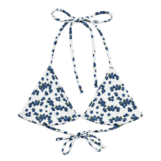 Blueberries Recycled Bikini Top - Blue And White - ninanush