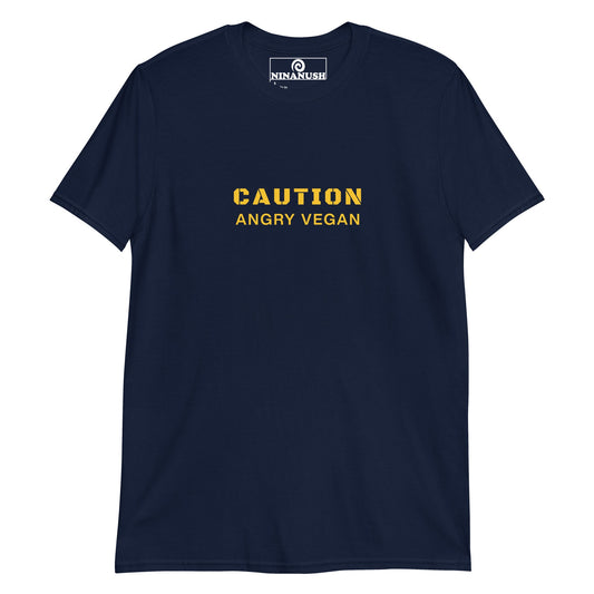 Caution Angry Vegan T-Shirt - ninanush