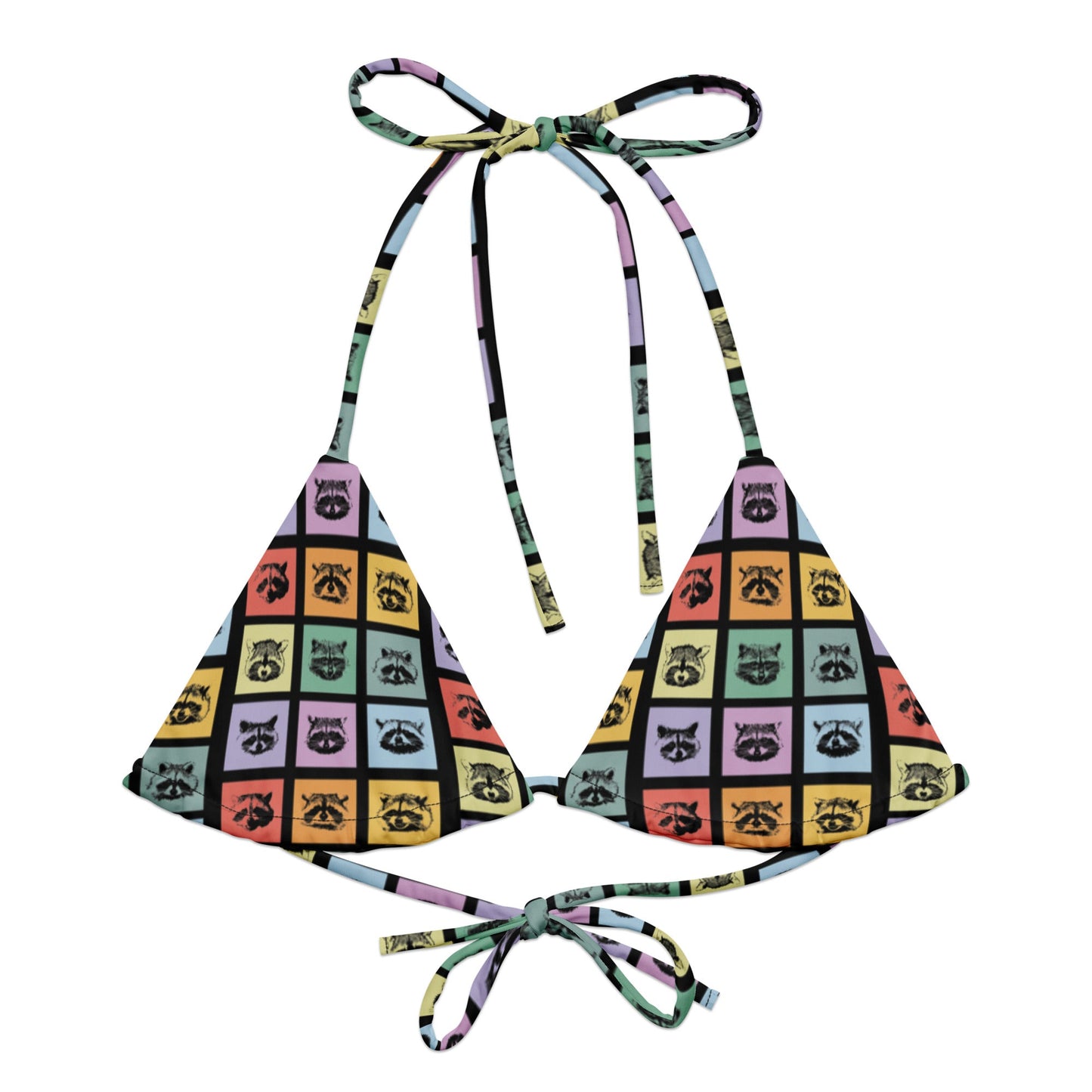 Colorful Raccoons Recycled Bikini Top - ninanush