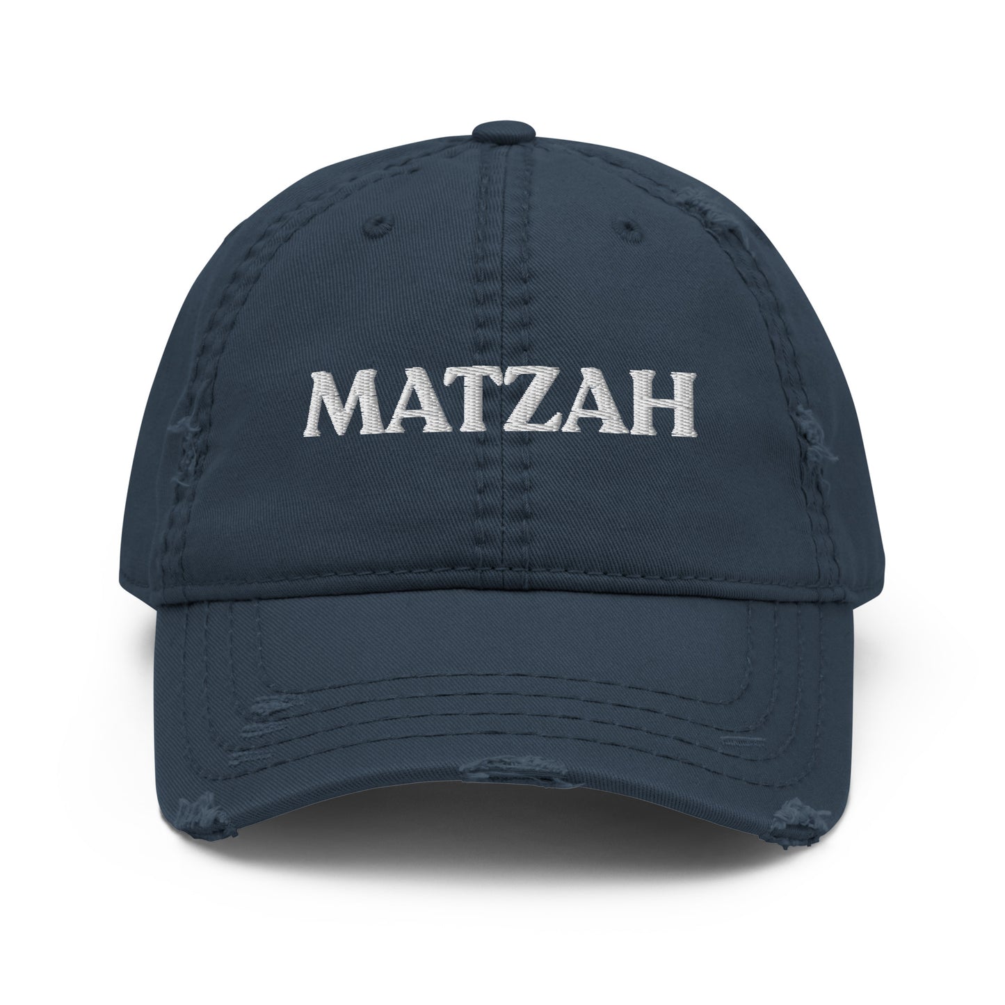Navy Matzo Hat - It's matzah season! Looking for a funny Passover gift? This Matzah Hat is made of comfortable cotton with an adjustable closure and a funny design, expertly embroidered on the front. The perfect Passover hat for matzah lovers and foodies of all kinds. Designed by Nina and made just for you! 