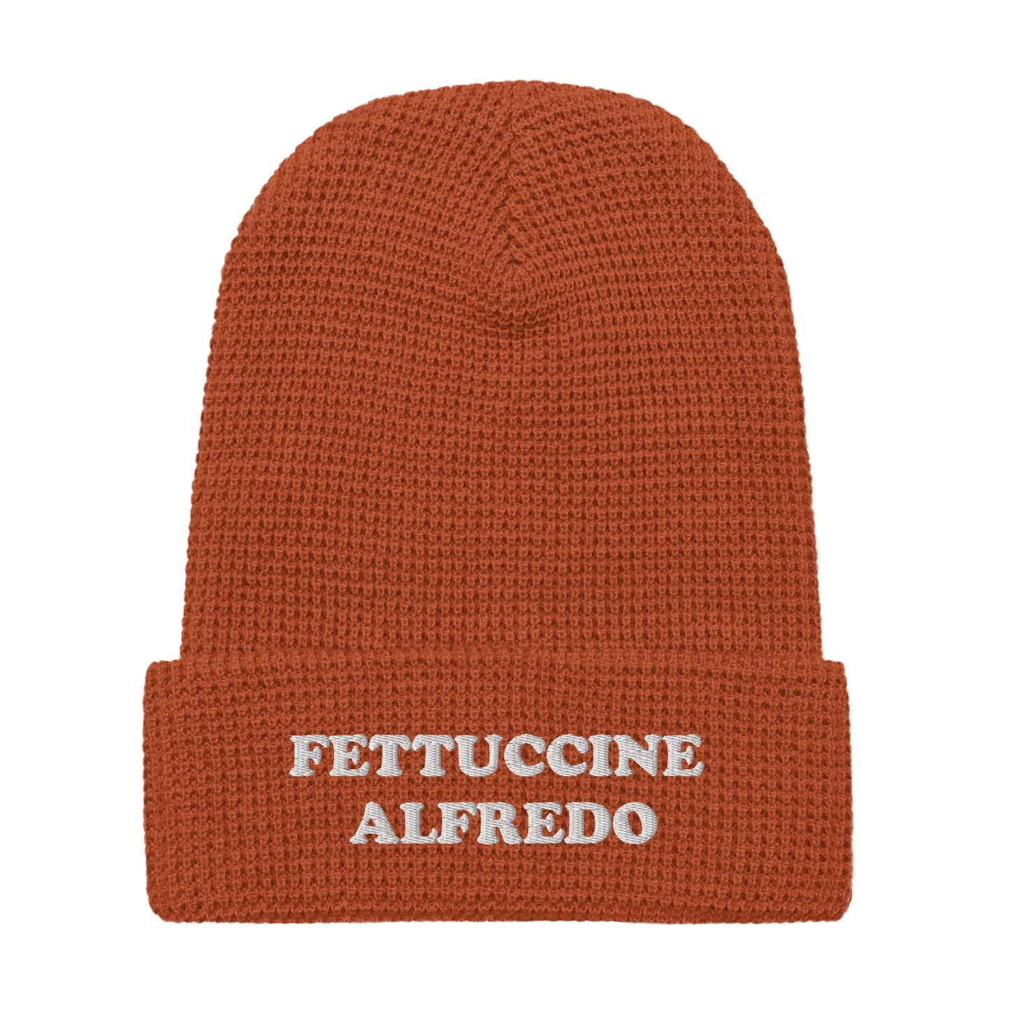 Fettuccine Alfredo Waffle Beanie - White Embroidery - ninanush