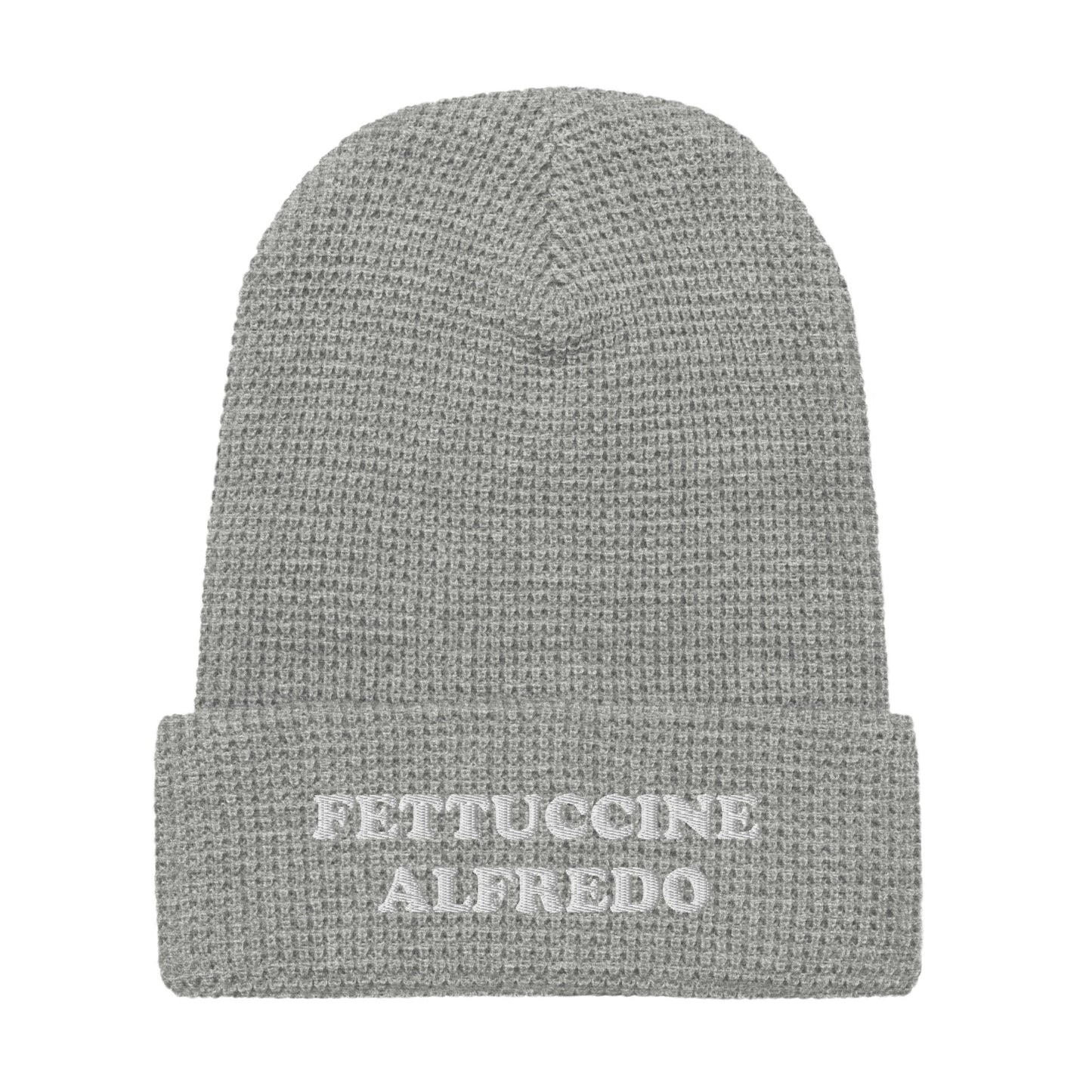 Fettuccine Alfredo Waffle Beanie - White Embroidery - ninanush