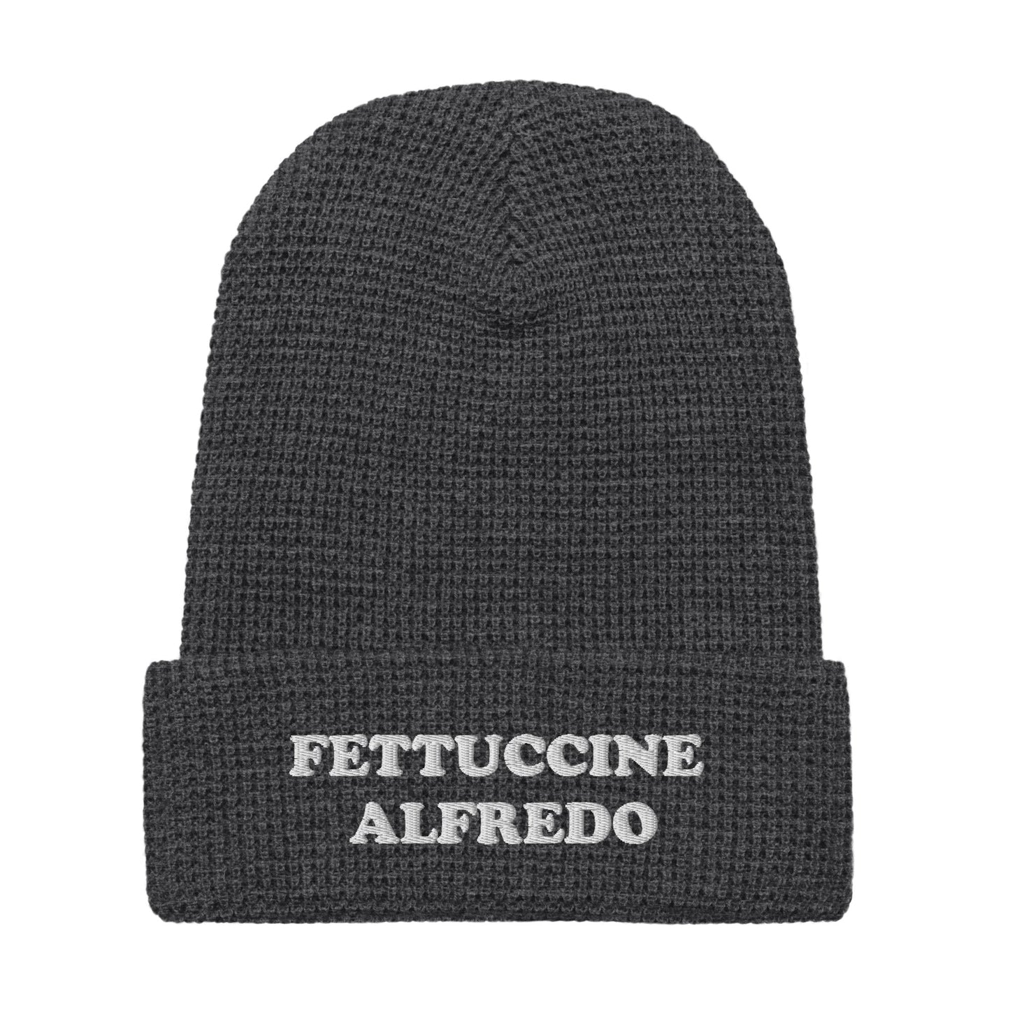 Fettuccine Alfredo Waffle Beanie - White Embroidery - ninanush