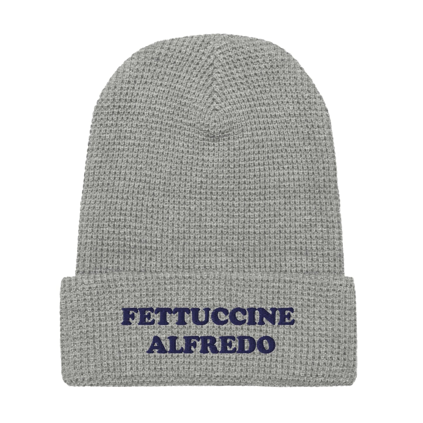 Fettuccine Alfredo Waffle Beanie - Yellow and Navy Embroidery - ninanush