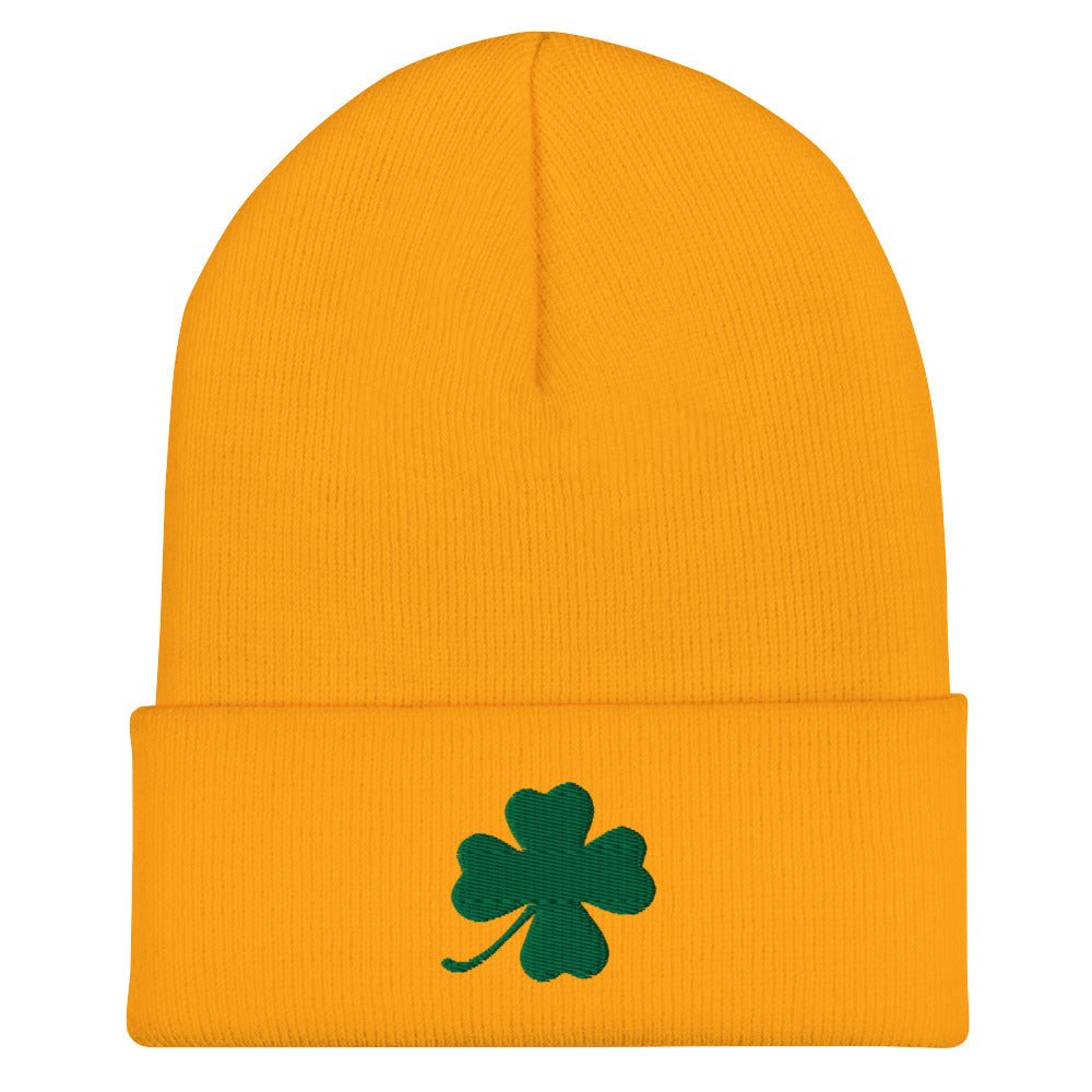 Green Four Leaf Clover Cuffed Beanie - ninanush