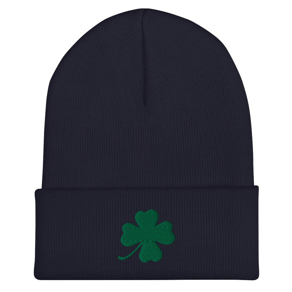 Green Four Leaf Clover Cuffed Beanie - ninanush
