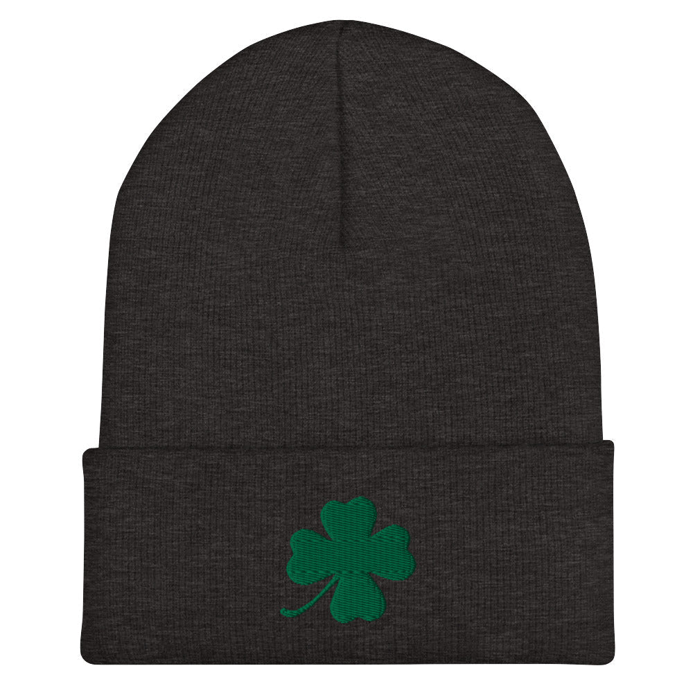 Green Four Leaf Clover Cuffed Beanie - ninanush